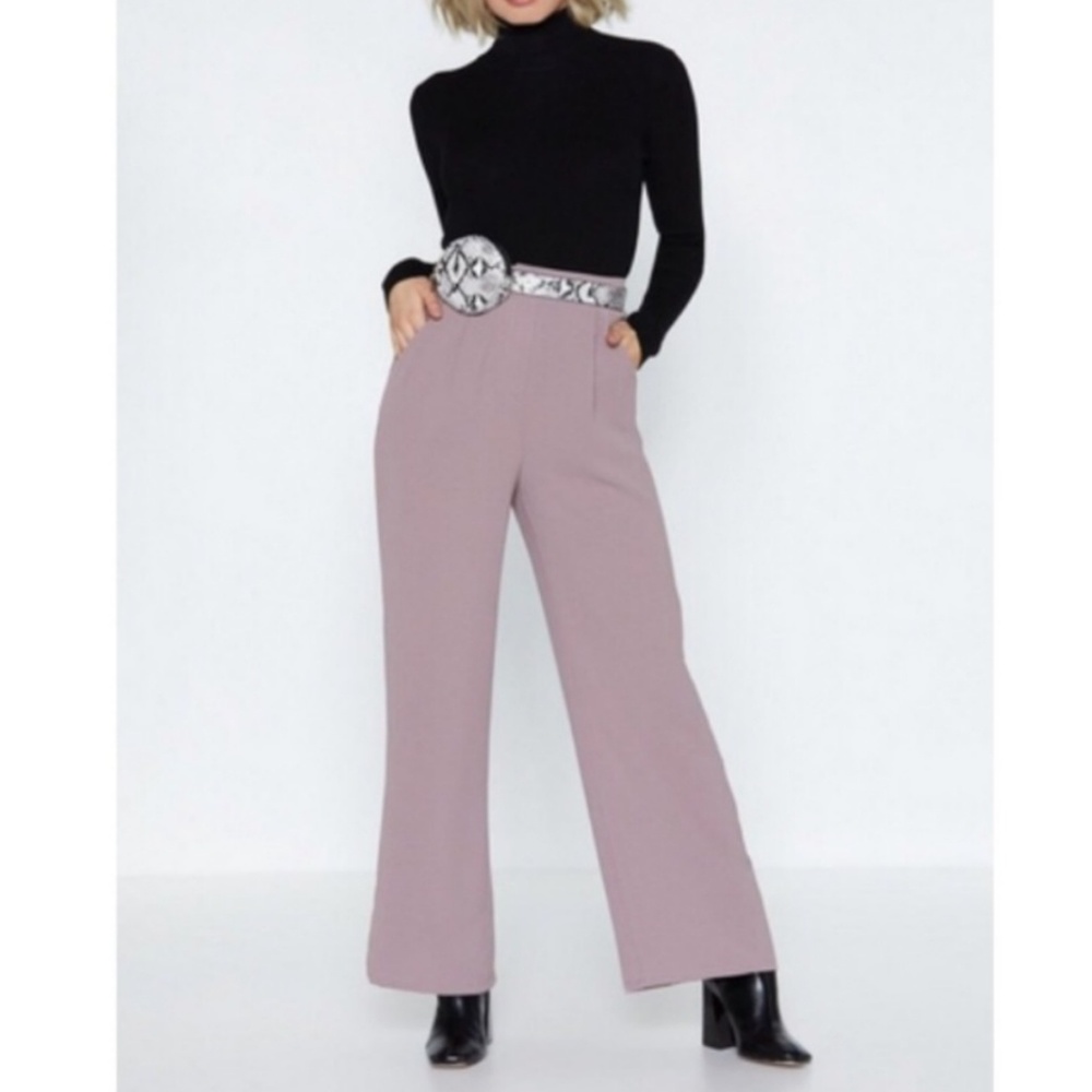 High waist wide leg lilac pants